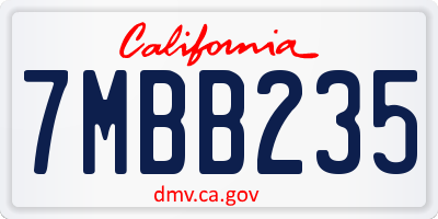 CA license plate 7MBB235