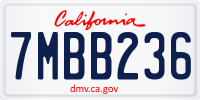 CA license plate 7MBB236