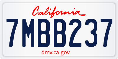 CA license plate 7MBB237