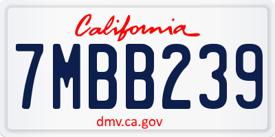 CA license plate 7MBB239
