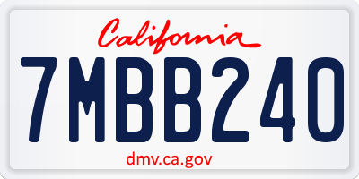 CA license plate 7MBB240