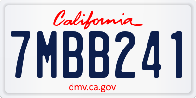 CA license plate 7MBB241