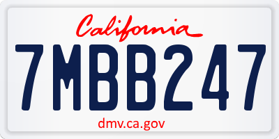 CA license plate 7MBB247