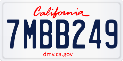 CA license plate 7MBB249