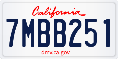 CA license plate 7MBB251