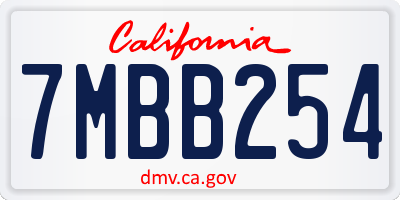 CA license plate 7MBB254