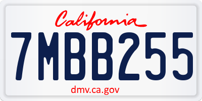 CA license plate 7MBB255