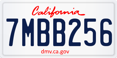 CA license plate 7MBB256