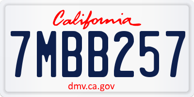 CA license plate 7MBB257
