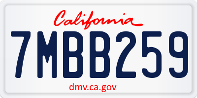 CA license plate 7MBB259