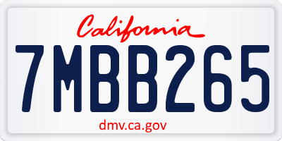 CA license plate 7MBB265