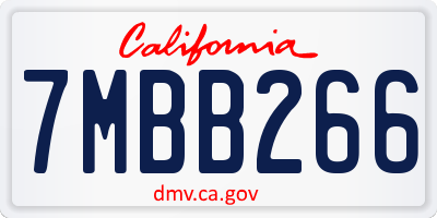 CA license plate 7MBB266