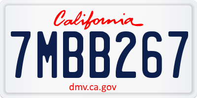 CA license plate 7MBB267