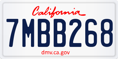 CA license plate 7MBB268