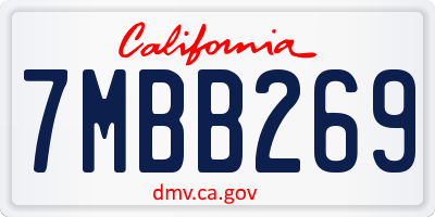 CA license plate 7MBB269