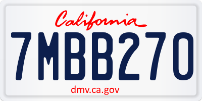 CA license plate 7MBB270