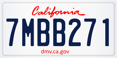 CA license plate 7MBB271