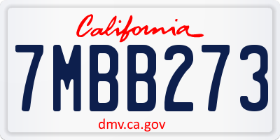 CA license plate 7MBB273