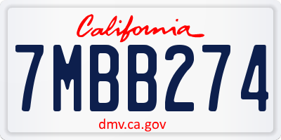 CA license plate 7MBB274