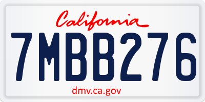 CA license plate 7MBB276