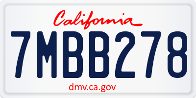 CA license plate 7MBB278