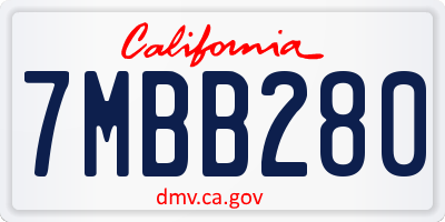 CA license plate 7MBB280