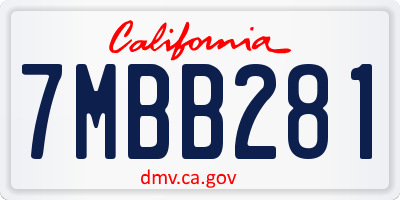 CA license plate 7MBB281