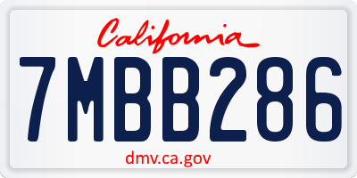 CA license plate 7MBB286