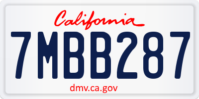 CA license plate 7MBB287