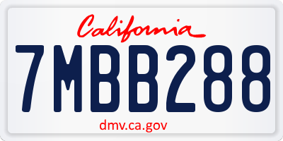 CA license plate 7MBB288