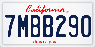 CA license plate 7MBB290
