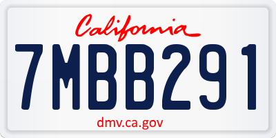CA license plate 7MBB291