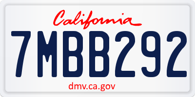CA license plate 7MBB292