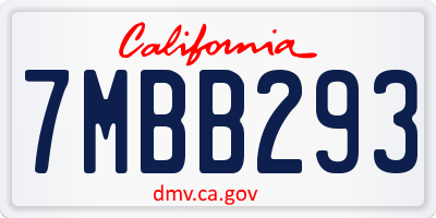 CA license plate 7MBB293