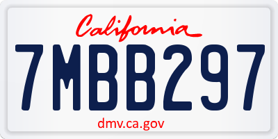 CA license plate 7MBB297