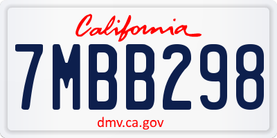 CA license plate 7MBB298