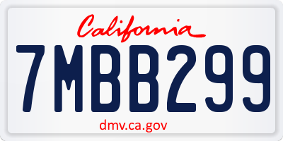 CA license plate 7MBB299
