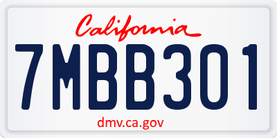 CA license plate 7MBB301
