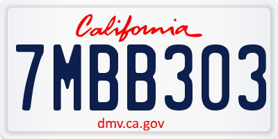 CA license plate 7MBB303