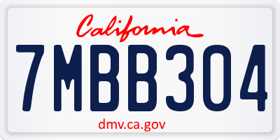 CA license plate 7MBB304