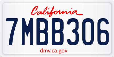 CA license plate 7MBB306