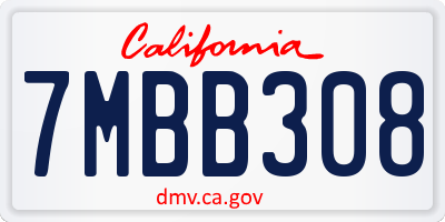 CA license plate 7MBB308