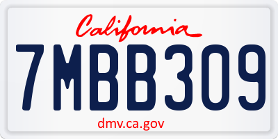 CA license plate 7MBB309