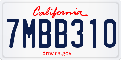 CA license plate 7MBB310