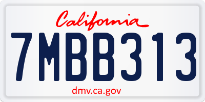CA license plate 7MBB313