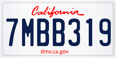 CA license plate 7MBB319