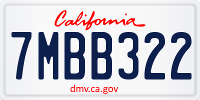 CA license plate 7MBB322
