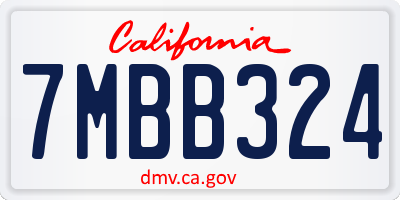 CA license plate 7MBB324