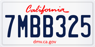 CA license plate 7MBB325