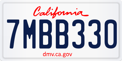 CA license plate 7MBB330